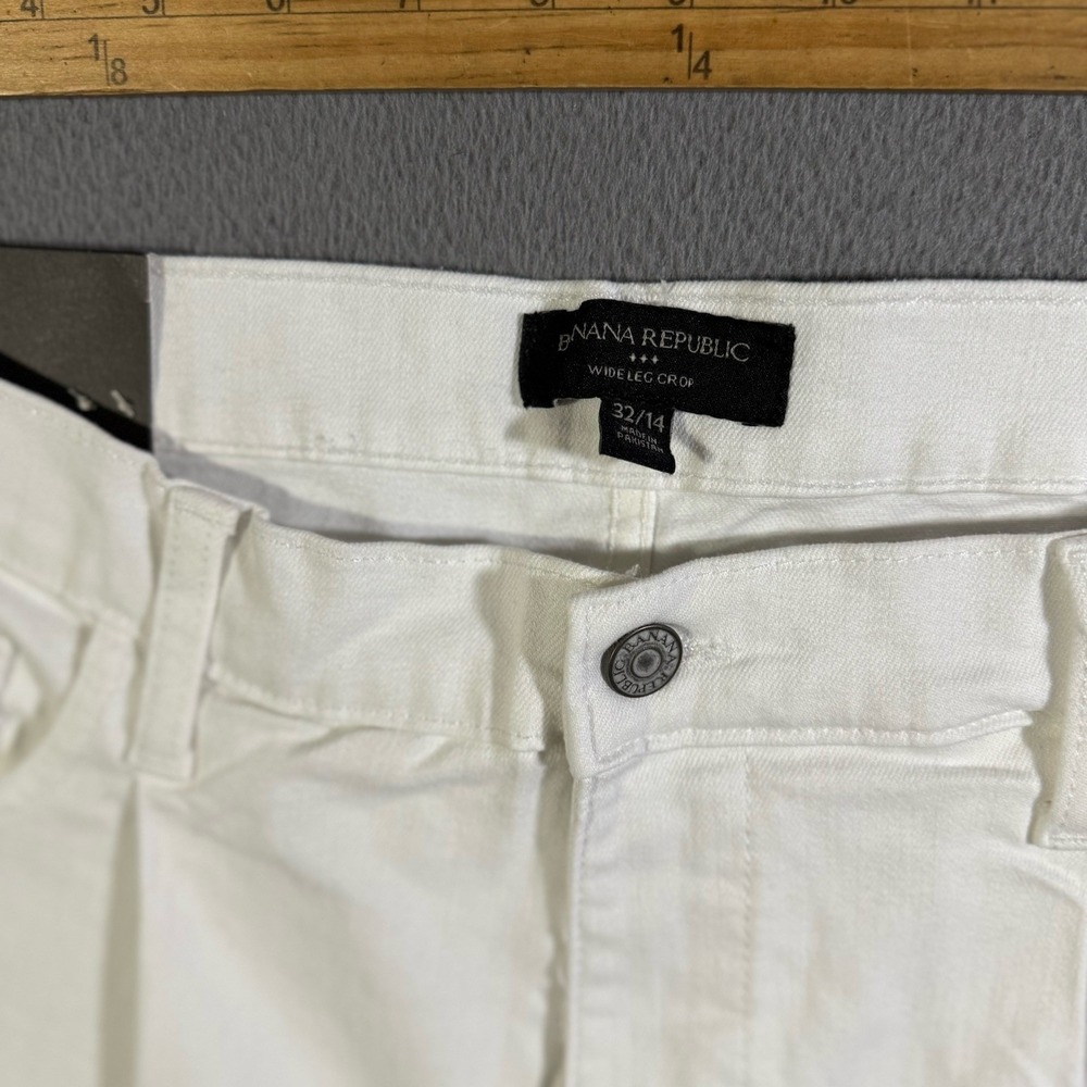 Banana Republic‎ Jeans Womens 32/14 Wide-Leg Crop Baggy White Denim - Picture 5 of 8
